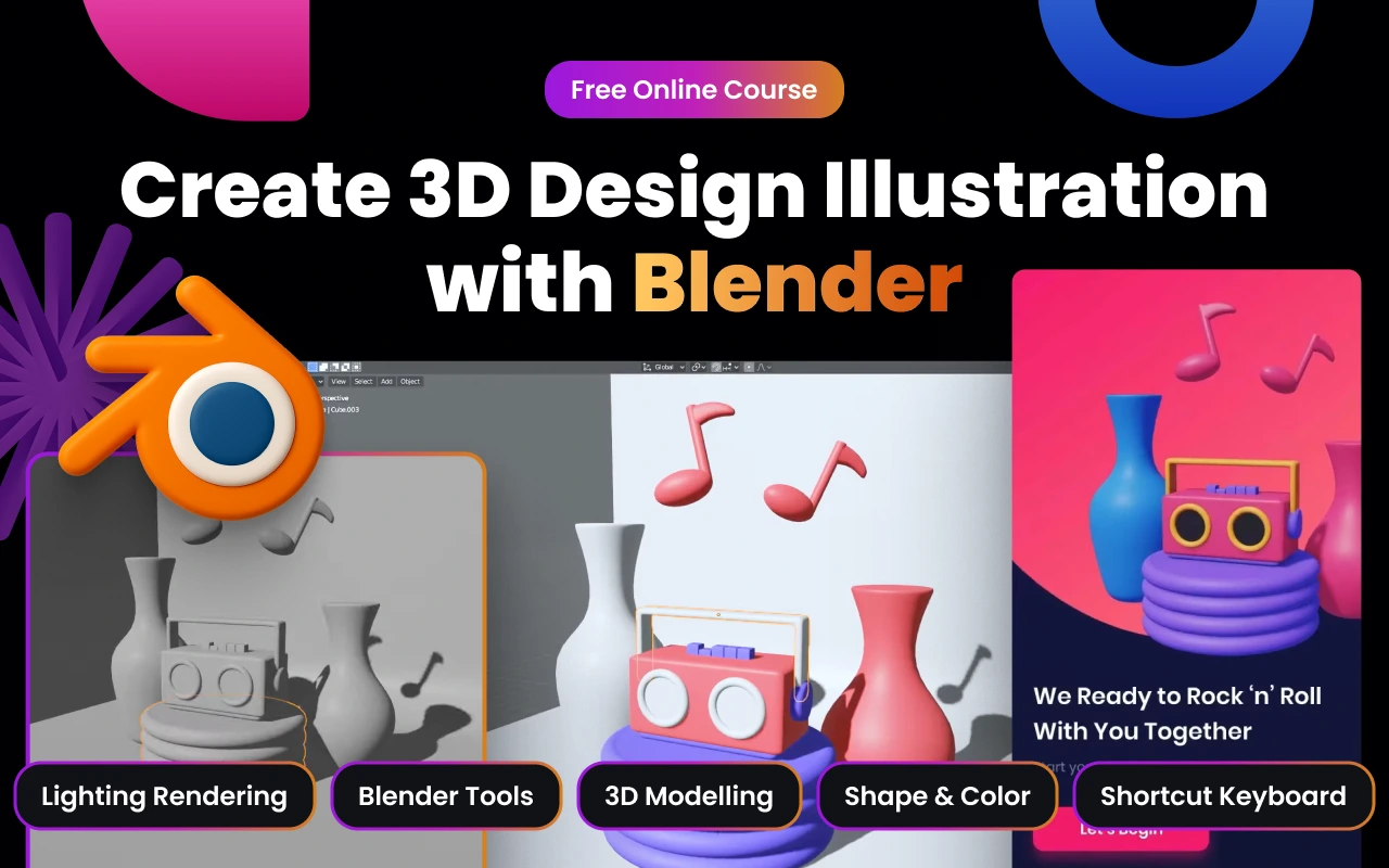 Kelas Blender: Design 3D Illustration di BuildWithAngga